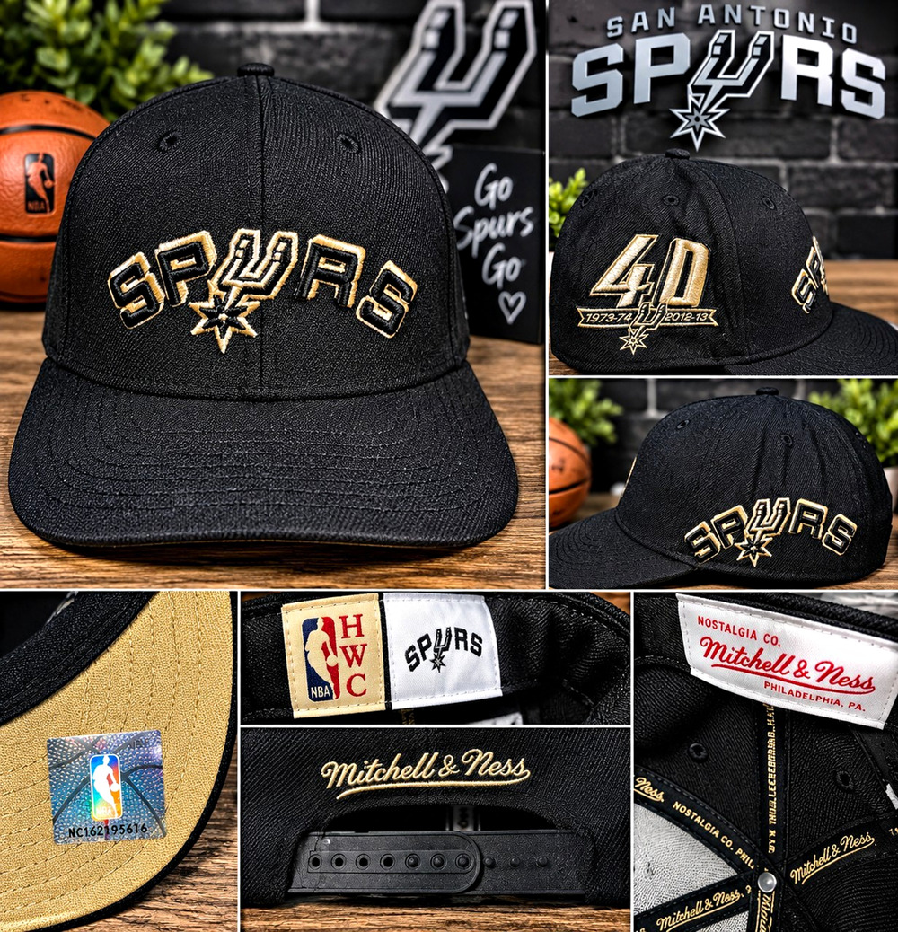 Mitchell & Ness San Antonio Spurs NBA Snapback Hat Black/Gold One Size